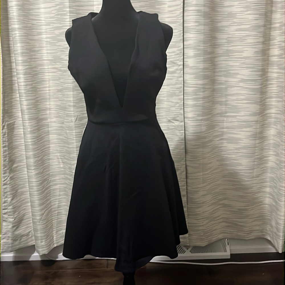 Black deep V neck Dress - Size Small